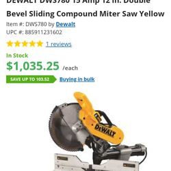 DEWALT DWS780 15 Amp 12 in. Double Bevel Sliding Compound Miter Saw Yellow

