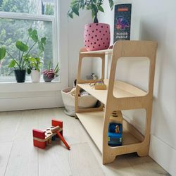 High Montessori Shelf, Natural Wood