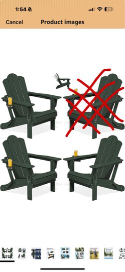 New in box Adjustable Adirondack Chairs Set of 3 , Folding Outdoor Chair, Green | with Cup Holder | Reclining 3-Position Adirondack Chairs | All-Weath