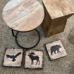 Side Tables And Wood  Pictures And Clock and wood picture