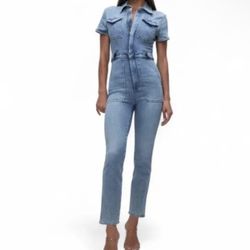 NWT Good American Denim Jumpsuit Short Sleeve Size L