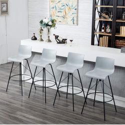 30" Swivel Bar Stools with Back Metal Barstools Set of 4 Counter Height Stools Gray Plastic Seat