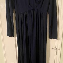 Vintage Miss Elliette California Dress Gown Cocktail Party Evening Maxi Navy