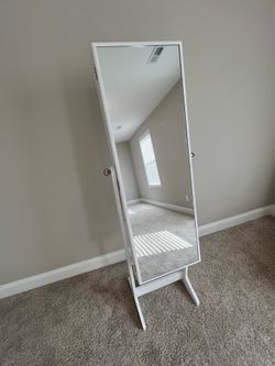 Standing Jewelry Armoire with Full Length Mirror