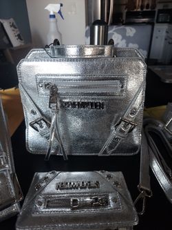 Steve Madden Silver Purse w/ 3 Straps & Wallet