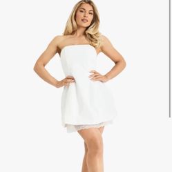 WHITE STRAPLESS MINI DRESS