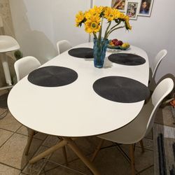 IKEA Dashult Big Wooden Dining Table And Chairs