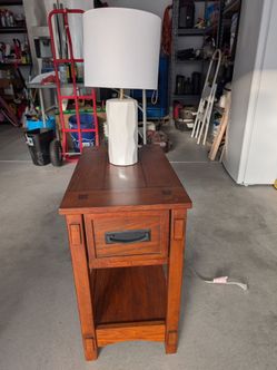 nightstand with lamp