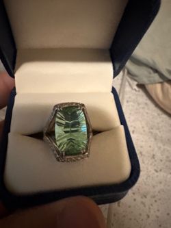 Silver Ring with Large Green Stone