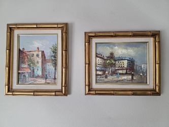 Vintage Original Oil Painting On Canvas 14"X12".  Artist signature & Excellent Condition.