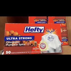 Hefty Ultra Strong Cinnamon Pumpkin Spice Tall Kitchen Trash Bags 13 Gallon x 50