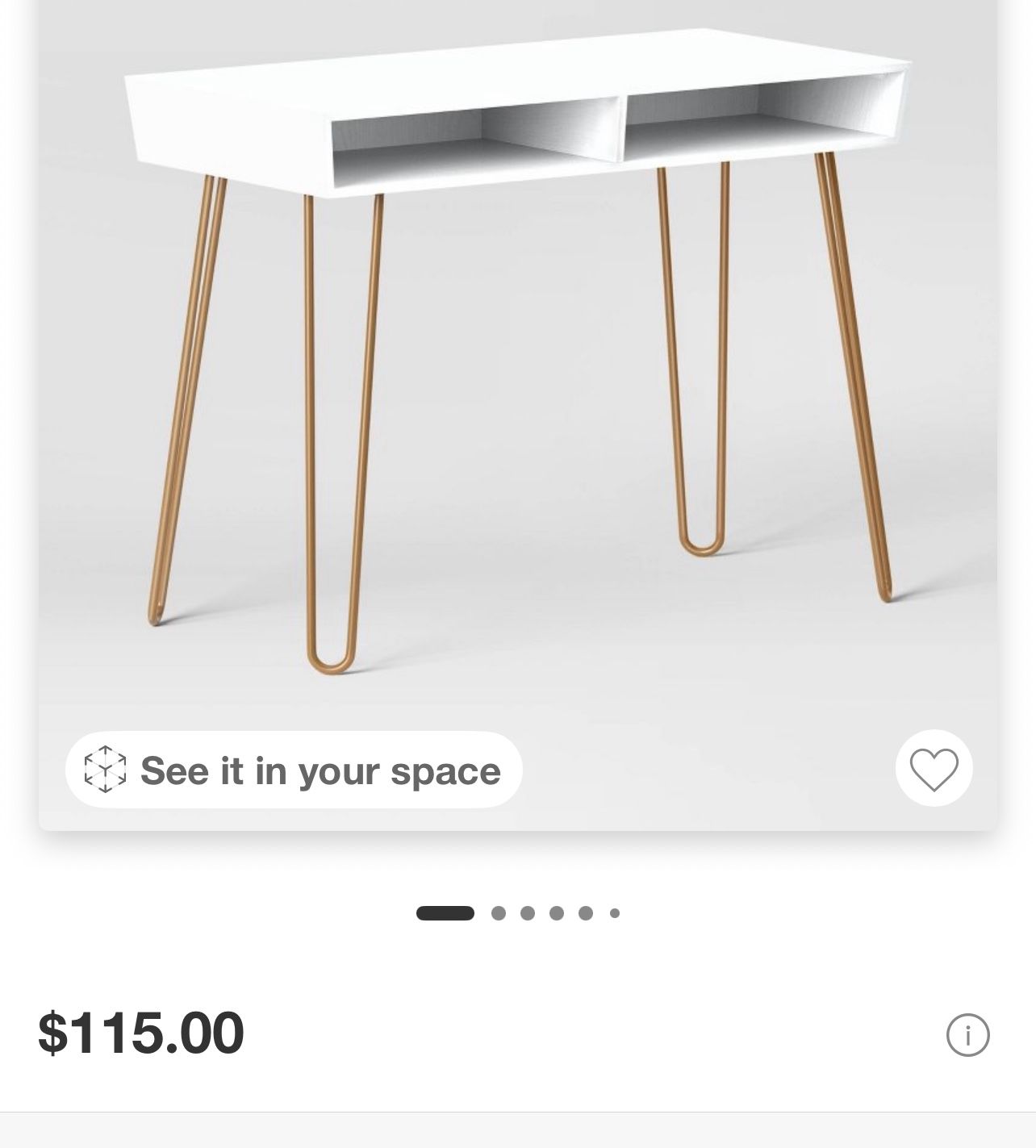 Hairpin Writing Desk With Storage And Write Threshold Brass Legs