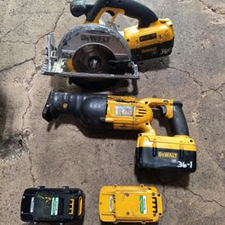 36 Volt Sawzall, 7-1/4 Circular Saw, 5 Batteries And Charger 
