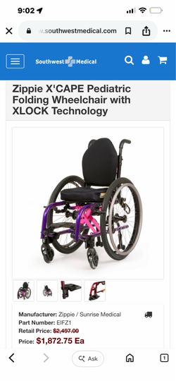 Zippie X’Cape Pediatric Folding Wheelchair with XLOCK Technology for Kids