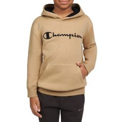 New Kids Champion Logo Fleece Hoodie Oatmeal XS 4/5