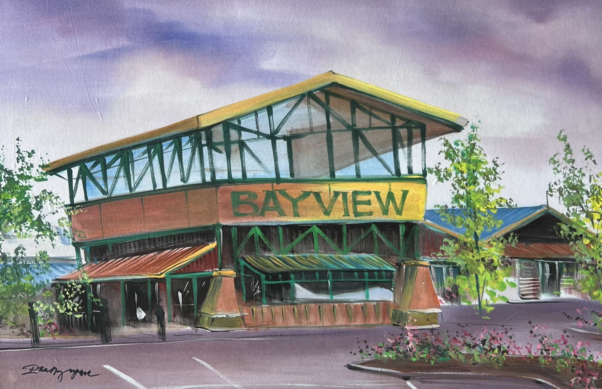 Bay view Watercolor On Silk
