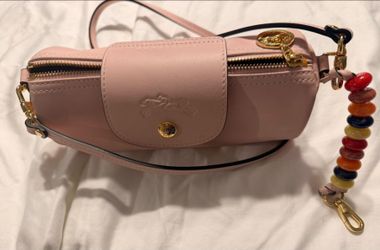 Longchamp Pink Beaded Tote Bag 21x9x9cm