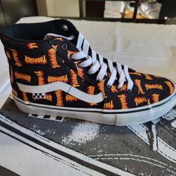 *NEW* Vans Old Skool Sk8 Hi Thrasher Flame VN0A5FCCBML Size Men 10.5 Skate Shoes