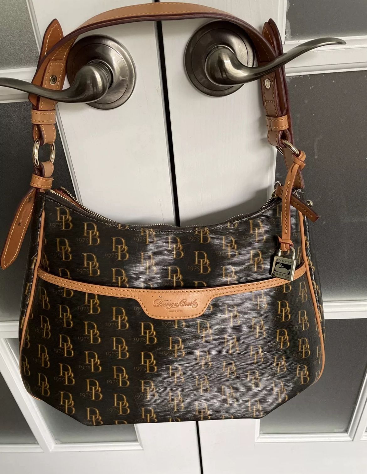 Dooney & Bourke Coated Canvas Leather Shoulder Bag Purse