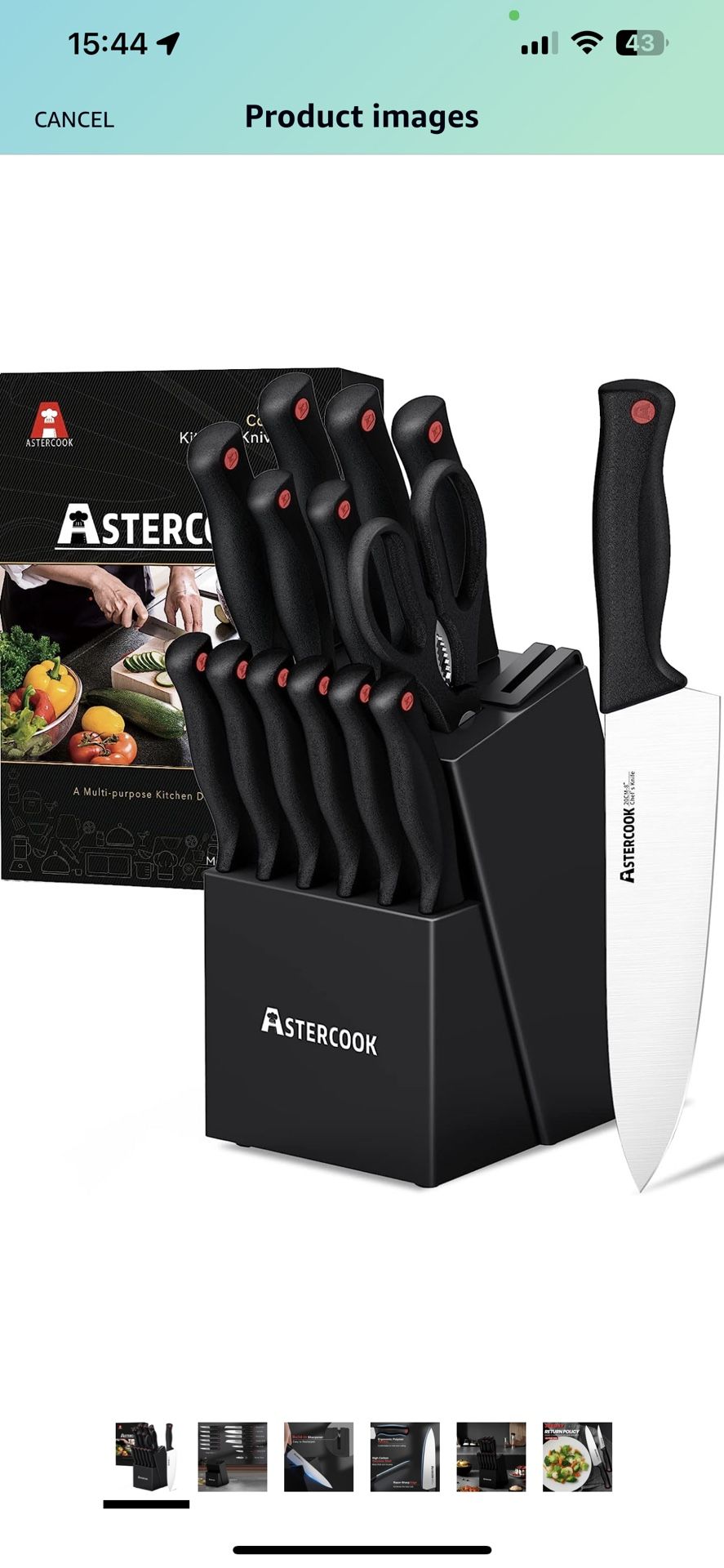 Astercook Knife Set with Built-in Sharpener Block Dishwasher Safe Kitchen  Knife Set with Block 14 Pcs High Carbon Stainless Steel Block Knife Set  with Self Sharpening and 6 Steak Knives 