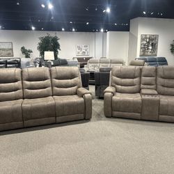 2PC Gray Sofa  & Loveseat 