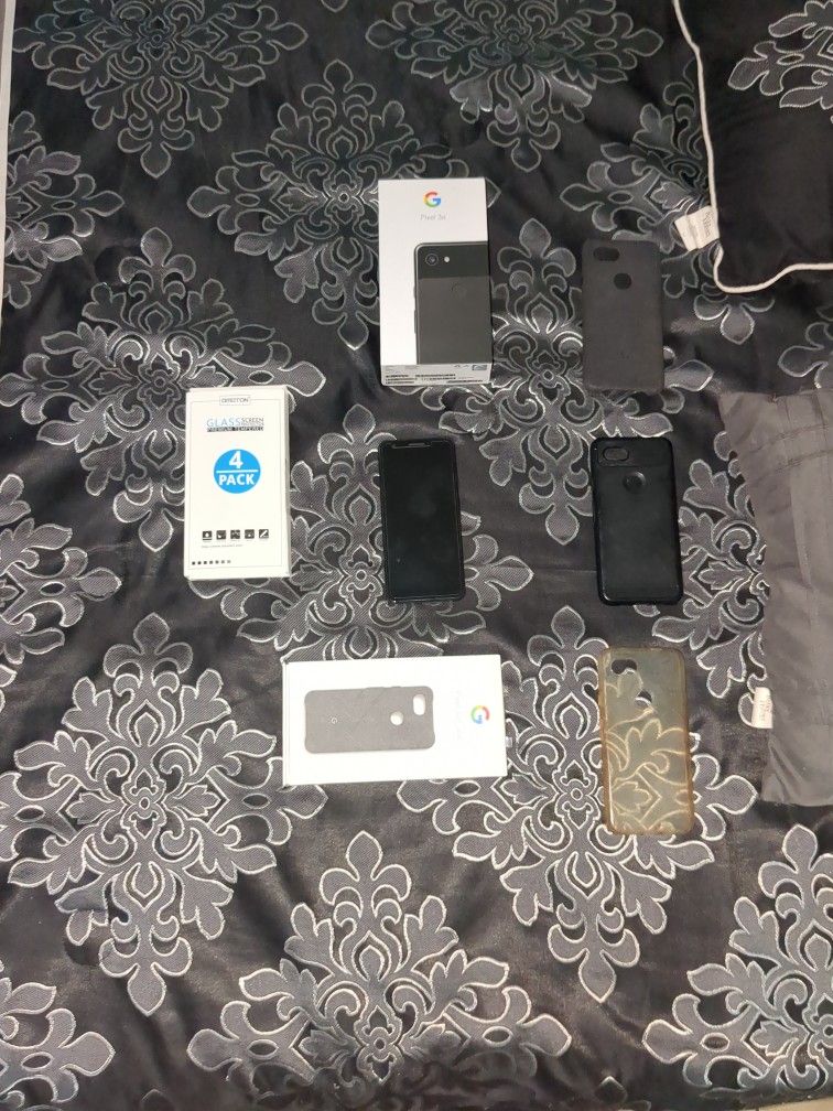 Pixel 3a With Charger, Cases, Screen protectors