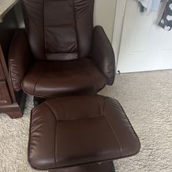 Leather Recliner Chair & Ottoman 