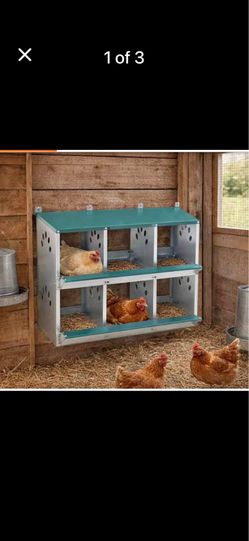 New in box. 2.7 ft. W x 1.4 ft. D Metal Shed, 6-Compartments Chicken Nesting