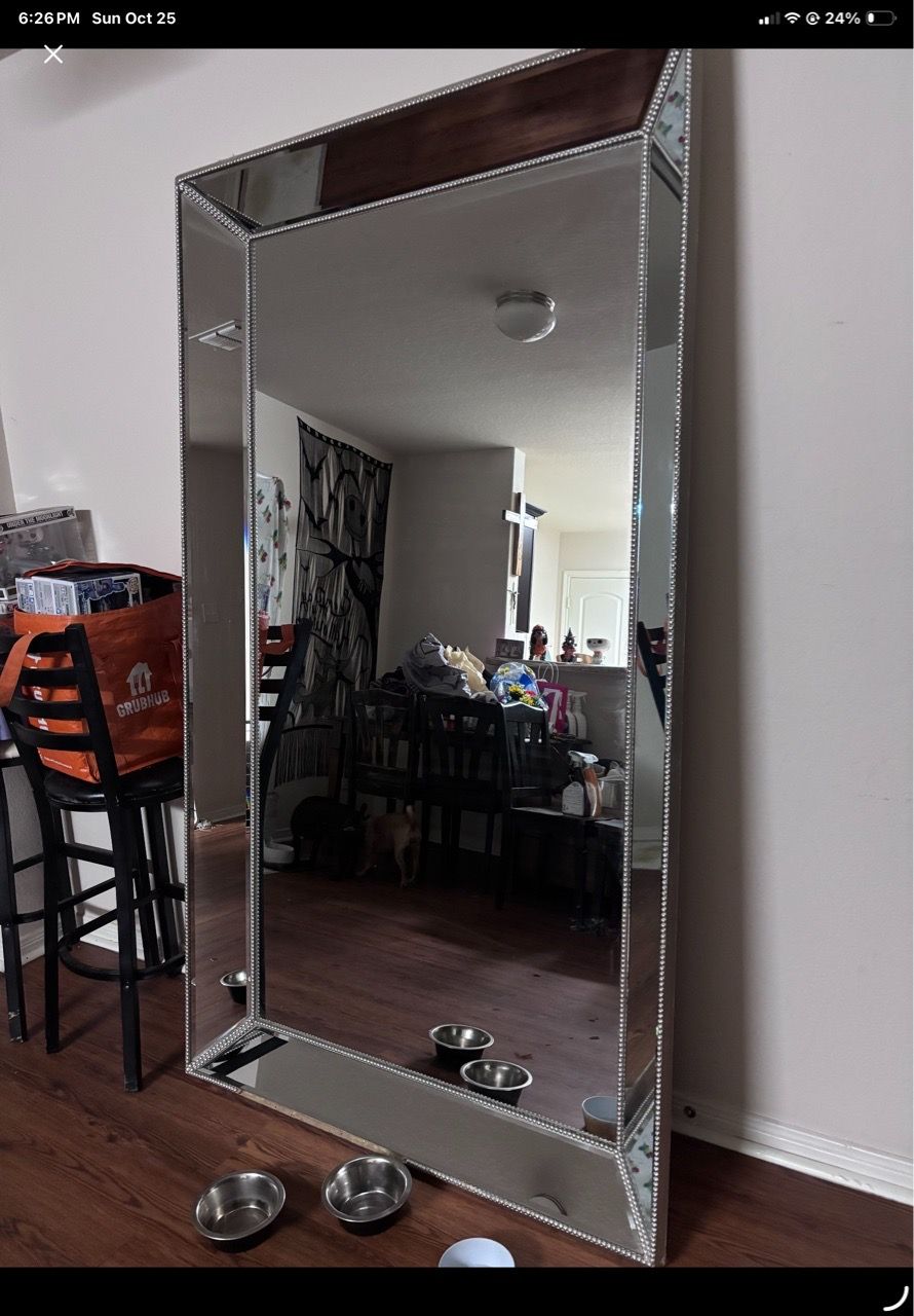 Visual Mirror Large Floor Mirror with Beaded Silver Frame for Sale in San Antonio, TX ...