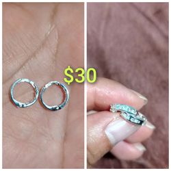 925 Sterling Silver Huggies/Arracaditas De Plata 925