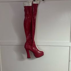 Thigh High Boots Red costume Leather
