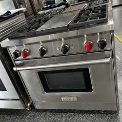 Stainless Steel Wolf Gas Range 36” Wide With Griddle