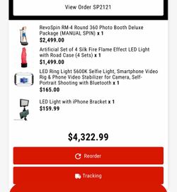 Fairly New RevoSpin 360 Photo Booth Deluxe Package + Flame Lights”