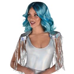 Iridescent Rhinestone & Sequin Fringe Shoulder Epaulettes - Festival