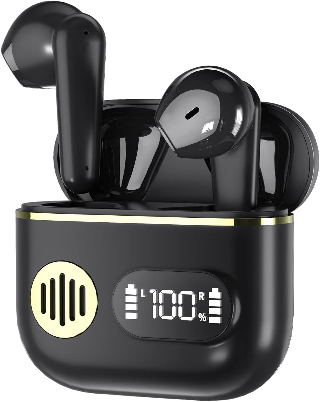 TWS True Wireless Stereo Earbuds Bluetooth 5.3 Waterproof Swim 50H Playtime Built In Noise Cancellation Mic LED Display Charging Case New Sealed