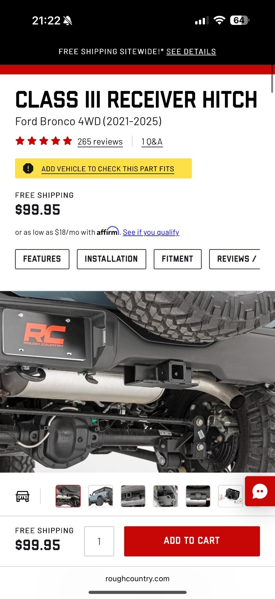 Tow Hitch for Ford Bronco 21-25