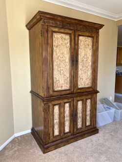 Wood Cabinet with Desk Rollout Table