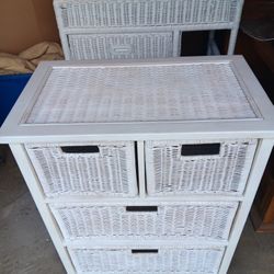 WHITE WICKER DRESSER