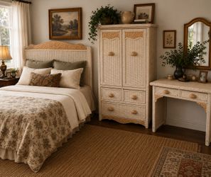 Pier 1 Jamaican Wicker Full Size Bedroom Set
