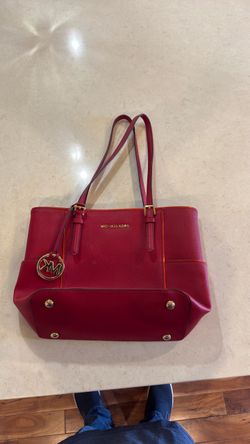 Michael Kors Red Leather Tote Bag