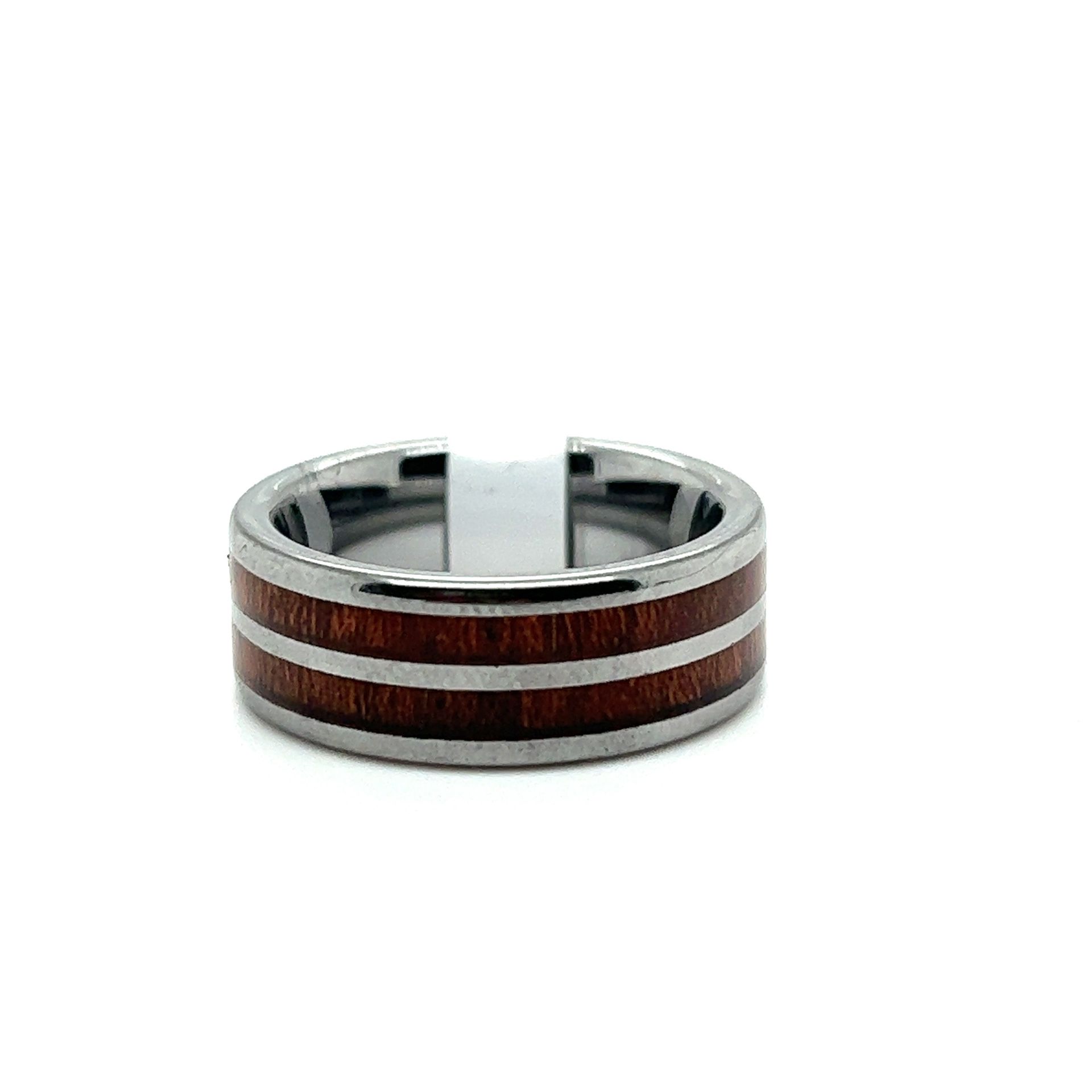 Tungsten Silver And Brown Color Mens Ring Size 8
