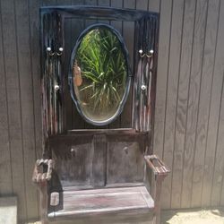 Rack Mirror And Bench Antique Style