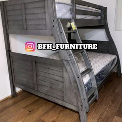 Twin/full gray antique Bunkbed with orthopedic Mattress