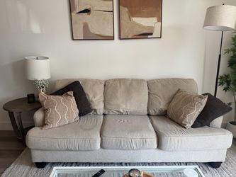 Beige 3-Seat Fabric Sofa