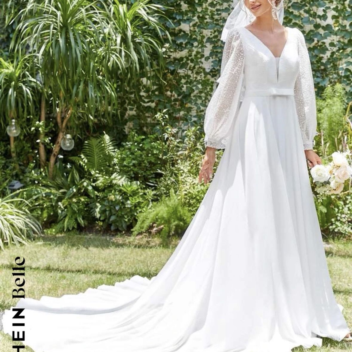 shein white dress wedding Dresses | Fashion Wedding Dresses SHEIN Belle Contrast Pearls Mesh