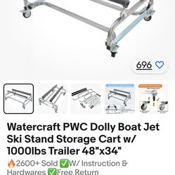New In Box Watercraft PWC Dolly Boat Jet Ski Stand Storage Cart w/ 1000lbs Trailer 48"x34" $100