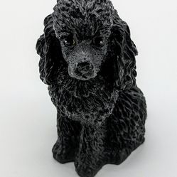 Black Poodle With Box 4" Tall Resin