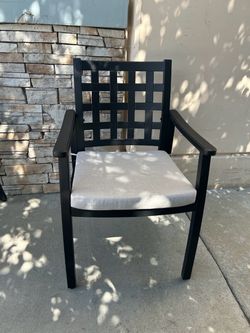 Modern Classic Cast Aluminum Outdoor Patio. Textured Ember Black Finish, with Fabric Cushion