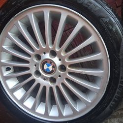 BMW OEM 17" Alloy Rims With Semi New Tires Set Of 2