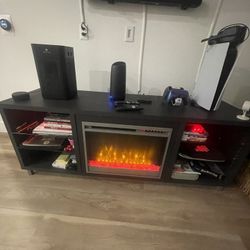TV Stand w/ Electric Fireplace + LED Lights